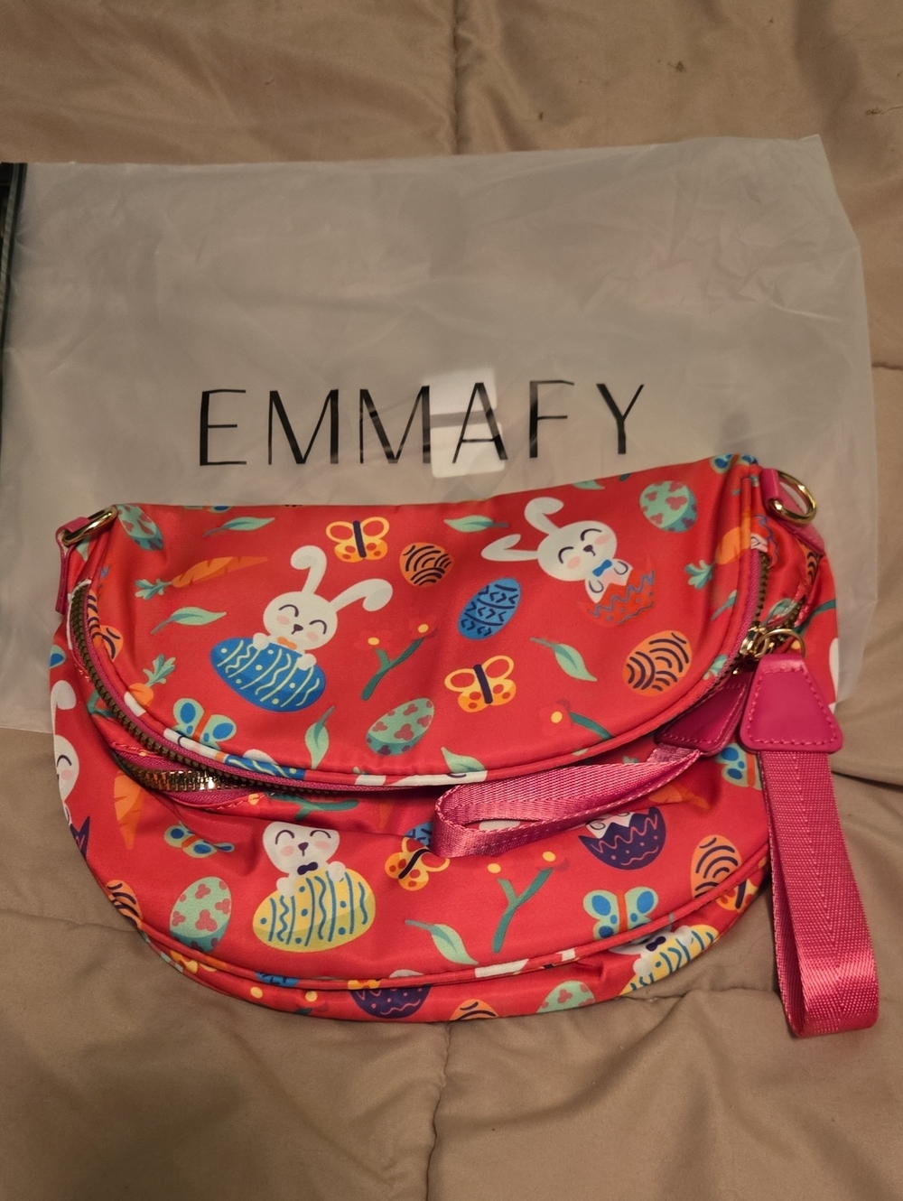 Brand New EMMAFY EASTER Pink Print Crossbody Bag